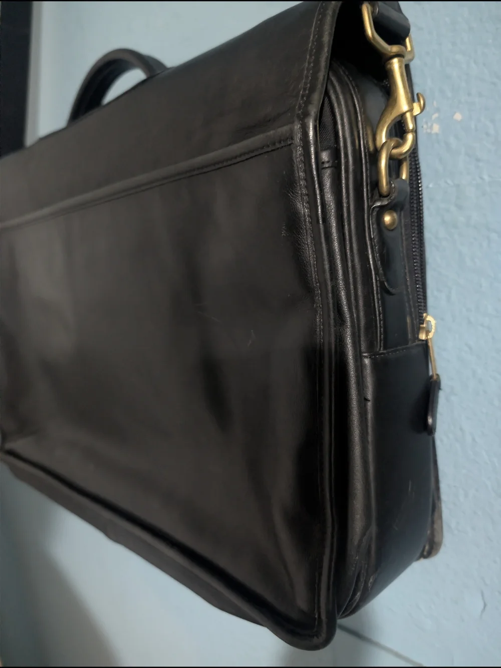 Coach Black Leather Work Briefcase with Top Handle and Strap